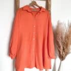 Oversize Bluse Baumwolle Orange Musselin Vazzola Fashion ShopJPG