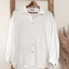 Kurze Musselin Bluse aus reiner Baumwolle - im Vazzola Fashion Onlineshop