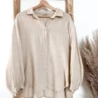 Kurze Musselin Bluse aus reiner Baumwolle - im Vazzola Fashion Onlineshop
